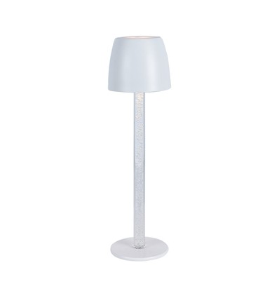 3W LED Bordlampa - Touch Dimbar, Transparent Stång, 3000K, Vit Hus