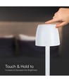 3W LED Bordlampa - Touch Dimbar, Transparent Stång, 3000K, Vit Hus