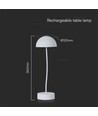 3W uppladdningsbar LED bordslampa med touch dim - 3000K, vit, 5V, inkl. batteri