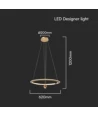 45W LED pendel, Ø60cm, borstat guld - 5500lm, 3000K, designer taklampa, IP20