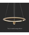 45W LED pendel, Ø60cm, borstat guld - 5500lm, 3000K, designer taklampa, IP20