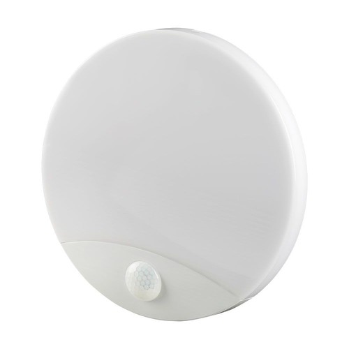 Samsung chip 15W LED-vägglampa - PIR-sensor, 3i1, rund, vit hölje.