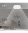 Samsung chip 15W LED-vägglampa - PIR-sensor, 3i1, rund, vit hölje.