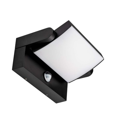 17W LED Vägglampa - med Sensor, 4000K, Svart Hus, IP65