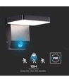 17W LED vägglampa - med sensor, 4000K, svart hölje, fyrkantig, IP65