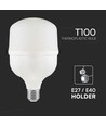 E27 30W LED lampa - T100, 6500K, vit plast, Ø10cm
