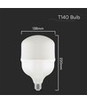 T140 LED Glödlampa 50W E27 - 6500K, med E40 Ring, Plast