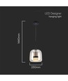 6W LED Designer Pendel - 3000K, Metall+Glas, Hus.