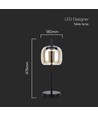 7W Designer LED bordslampa - 700lm, 3000K, metall och glas, Ø12 x 22,5 cm
