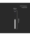 LED designer hänglampa - 3000K, svart+vit, hus