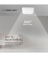 V-Tac 18W LED taklampa - Samsung Chip, 25 x 25cm, vit kant, IP44, inkl. ljuskälla