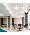 24W LED taklampa med Samsung chip, kvadratisk - 2500lm, IP44, svart kant, 6500K