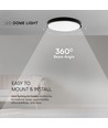 18W LED Dome Ljuskälla - 3000K, Rund, Svart Ram, IP44, med Samsung Chip.