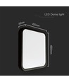 48W LED taklampa, 42x42cm - 4000K, IP44, svart kant, kvadratisk, 5160lm