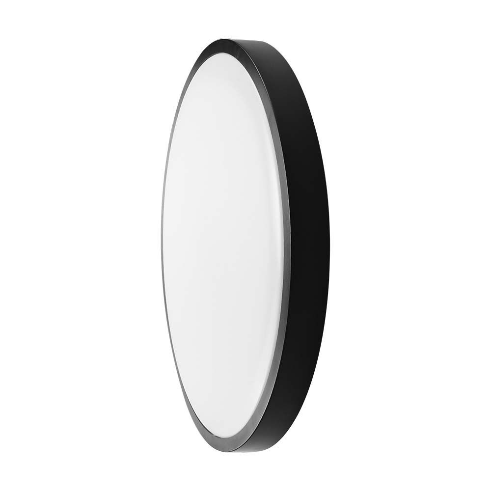 24w Led Kupollampa Samsung Chip 6500k Rund Svart Ram Ip44 Kulör : Kall