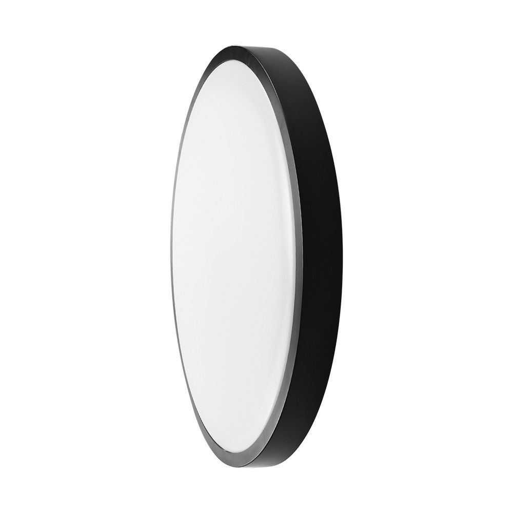 V Tac 24w Led Sensorlampa Ø35cm Ip44 Inbyggd Sensor Fjarrkontroll Svart Kant Inkl. Ljuskalla Kulör : Neutral