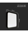 V-Tac 18W LED sensorlampa - Samsung Chip, 29,5 x 29,5cm, svart kant, IP44, fjärrkontroll, inbyggd sensor, inkl. ljuskälla