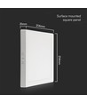 18W kvadratisk LED takpanel - 6500K, vit kant, 21,4 x 21,4 cm, bakbelyst taklampa