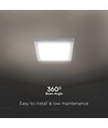 18W kvadratisk LED takpanel - 6500K, vit kant, 21,4 x 21,4 cm, bakbelyst taklampa
