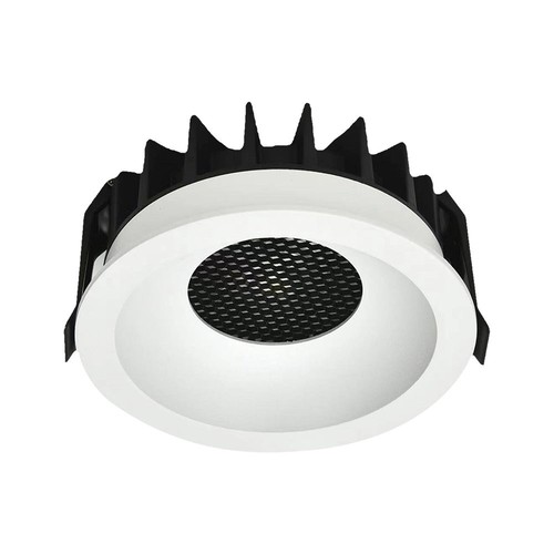 12W Honey Comb Downlight - 3-i-1, Vit Ring + Svart, Varmtonad.