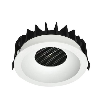 12W Honey Comb Downlight - 3-i-1, Vit Ring + Svart, Varmtonad.