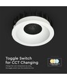 18W Ø10,6cm Bländfri CCT Downlight RA90 - Hål: Ø9,5 cm, Mått: Ø10,6 cm, 3 ljusfärger, vit front, Honeycomb