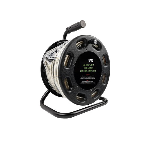 25m Arbetsljus på kabelvinda - 230V, 250W, neutralvit, IP65