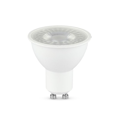 GU10 7,5W LED lampa - 610lm, 38°, vitt matt glas, varmvit