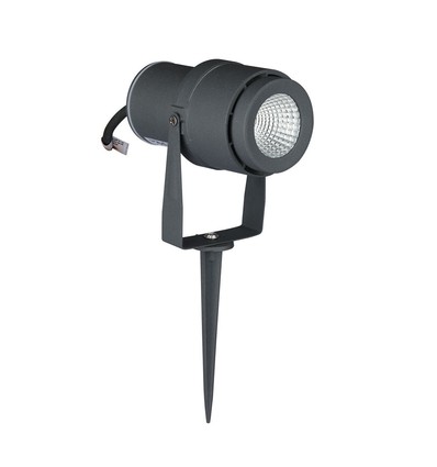 12W LED trädgårdsspotlight med spett - IP65, Grön färg, grått hölje, 20 grader, aluminium