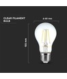 A60 12W LED Filament Lampa E27 - Klar Kåpa, 4000K.