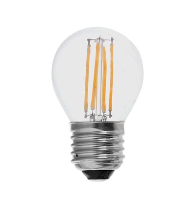 E27 6W LED klotlampa - G45, koltråd, klar, 230V