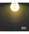 E27 6W LED klotlampa - G45, koltråd, klar, 230V