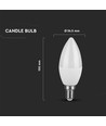 E14 6,5W LED kronljus - 600lm, plast, 3000K