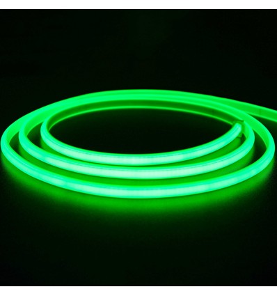 5 m. vattentät Grön Neon COB LED strip - 230V, IP67, 288 LED, 11,5W/m, kan klippas var 50cm