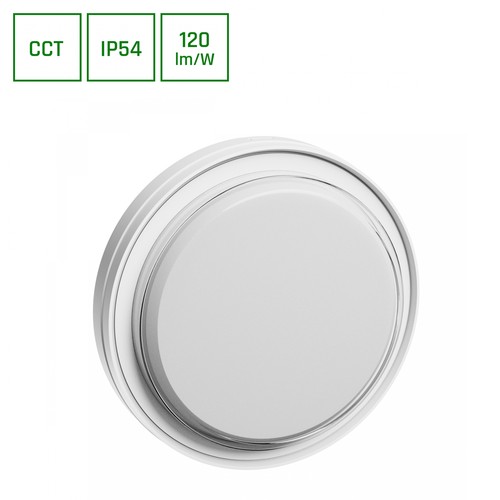 15W Pastilo LED taklampa - 1800lm, IP54, IK10, 3CCT, Ø22,1cm, vit kant