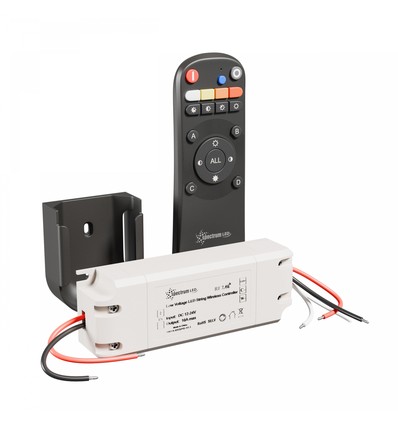 LED Strip Set 120W - 12V/24V, 10A, CCT, Dimmer, 1-Gruppe, +Montering, Svart, Konekto Mesh