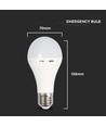 E27 9W LED lampa med nödljus - A70, 720lm, 4000K, 4,5 timmars batteritid