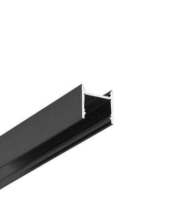 2m aluprofil LEVEL12 C/U1 - Svart anodiserad, utanpåliggande, LED-skena