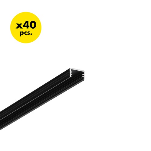 40 st. 2m aluprofil SLIM8 AC2/Z - Svart anodiserad, utanpåliggande, LED-skena