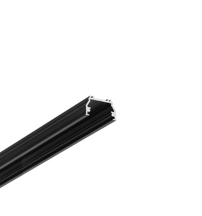 1m aluprofil UNI12 BCD/U - Svart anodiserad, påbyggnad, LED-skena