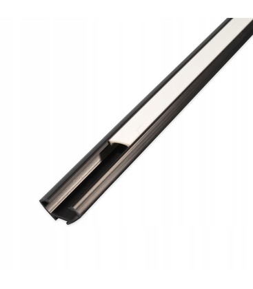 PVC hörnprofil 15x15 till LED strip - 2 meter, svart, inkl. mjölkvitt cover