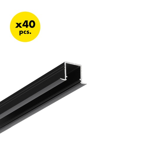 40 st. 2m aluprofil SMART-IN10 AC2/Z - Svart anodiserad, inbyggd, LED-skena