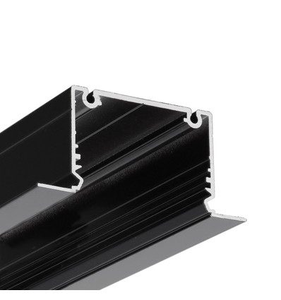 2m aluminiumprofil PHIL RECESSED C10 - Svartlackerad, inbyggd, LED-skena