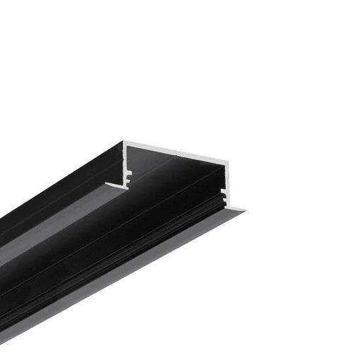 2m aluprofil VARIO30-06 ACDE-9/U9 - Svart anodiserad, inbyggd, LED-skena