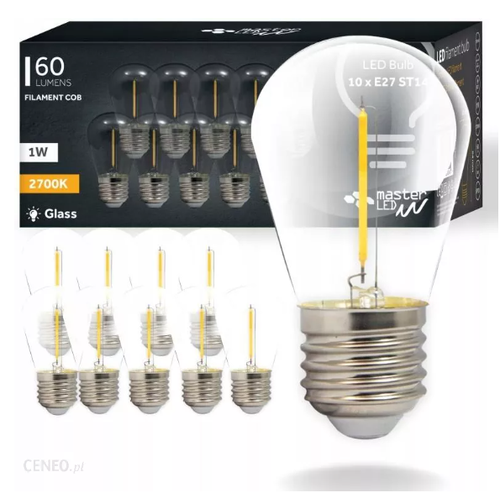 10 st 2W LED liten lampa - ST14, COB filament, klart glas, E27