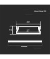 Bred aluminiumprofil - 2 meter, inkl. mjölkvit täckning och ändstycken