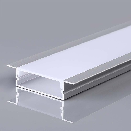 Bred aluminiumprofil - 2 meter, inkl. mjölkvit omslag och ändstycken