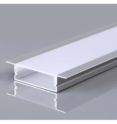 Bred aluminiumprofil - 2 meter, inkl. mjölkvit omslag och ändstycken