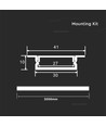Bred aluminiumprofil - 2 meter, inkl. mjölkvit omslag och ändstycken