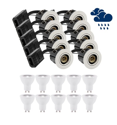 10 st LEDlife downlight Inno88 Utomhusbruk - Inkl. 6W GU10, Vit, IP44, godkänd i isolering